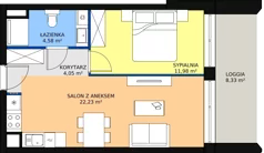 2 pokoje, apartament inwestycyjny 42,84 m², piętro 1, oferta nr A.2.8, Apartamenty Remedium, Gdańsk, Aniołki,  ul. Mariana Smoluchowskiego