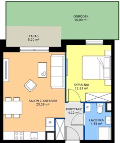 2 pokoje, mieszkanie 43,88 m², parter, oferta nr 9.A.03, Nowe Południe - budynek 9, Gdańsk, Orunia Górna-Gdańsk Południe, Maćkowy, ul. Starogrodzka / Borkowska