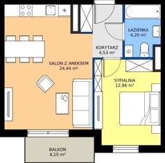 2 pokoje, mieszkanie 46,03 m², piętro 4, oferta nr 9.B.27, Nowe Południe - budynek 9, Gdańsk, Orunia Górna-Gdańsk Południe, Maćkowy, ul. Starogrodzka / Borkowska