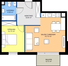 2 pokoje, mieszkanie 49,57 m², piętro 2, oferta nr 8.A.10, Urzeka - budynek 8, Gdańsk, Jasień, ul. Guderskiego / Czermińskiego