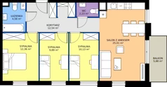 4 pokoje, mieszkanie 76,74 m², piętro 1, oferta nr 8.B.06, Urzeka - budynek 8, Gdańsk, Jasień, ul. Guderskiego / Czermińskiego