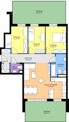 4 pokoje, mieszkanie 81,64 m², parter, oferta nr 8.A.03, Urzeka - budynek 8, Gdańsk, Jasień, ul. Guderskiego / Czermińskiego