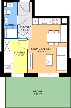 2 pokoje, mieszkanie 33,50 m², parter, oferta nr 8.A.04, Urzeka - budynek 8, Gdańsk, Jasień, ul. Guderskiego / Czermińskiego