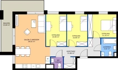 4 pokoje, mieszkanie 80,30 m², piętro 1, oferta nr 8.A.08, Urzeka - budynek 8, Gdańsk, Jasień, ul. Guderskiego / Czermińskiego