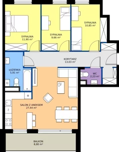 4 pokoje, mieszkanie 81,03 m², piętro 1, oferta nr 8.B.08, Urzeka - budynek 8, Gdańsk, Jasień, ul. Guderskiego / Czermińskiego