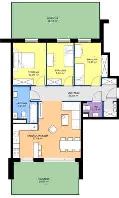 4 pokoje, mieszkanie 81,03 m², parter, oferta nr 8.B.02, Urzeka - budynek 8, Gdańsk, Jasień, ul. Guderskiego / Czermińskiego