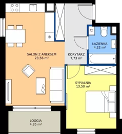 2 pokoje, mieszkanie 49,01 m², piętro 1, oferta nr 8.A.09, Nowe Południe - budynek 8, Gdańsk, Orunia Górna-Gdańsk Południe, Maćkowy, ul. Starogrodzka / Borkowska