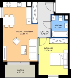 2 pokoje, mieszkanie 49,01 m², piętro 4, oferta nr 8.A.24, Nowe Południe - budynek 8, Gdańsk, Orunia Górna-Gdańsk Południe, Maćkowy, ul. Starogrodzka / Borkowska