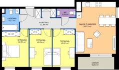 4 pokoje, mieszkanie 78,94 m², piętro 4, oferta nr 8.A.22, Nowe Południe - budynek 8, Gdańsk, Orunia Górna-Gdańsk Południe, Maćkowy, ul. Starogrodzka / Borkowska