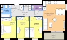 4 pokoje, mieszkanie 78,94 m², piętro 3, oferta nr 8.A.17, Nowe Południe - budynek 8, Gdańsk, Orunia Górna-Gdańsk Południe, Maćkowy, ul. Starogrodzka / Borkowska
