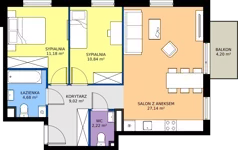 3 pokoje, mieszkanie 65,08 m², piętro 4, oferta nr 8.A.21, Nowe Południe - budynek 8, Gdańsk, Orunia Górna-Gdańsk Południe, Maćkowy, ul. Starogrodzka / Borkowska
