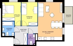 3 pokoje, mieszkanie 65,08 m², piętro 1, oferta nr 8.A.06, Nowe Południe - budynek 8, Gdańsk, Orunia Górna-Gdańsk Południe, Maćkowy, ul. Starogrodzka / Borkowska