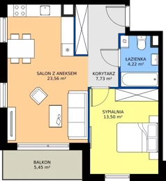 2 pokoje, mieszkanie 49,01 m², piętro 3, oferta nr 8.A.19, Nowe Południe - budynek 8, Gdańsk, Orunia Górna-Gdańsk Południe, Maćkowy, ul. Starogrodzka / Borkowska