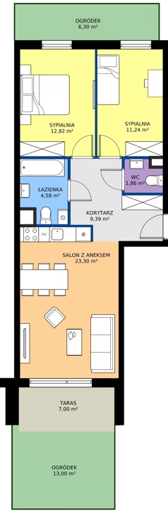 3 pokoje, mieszkanie 63,19 m², parter, oferta nr 10.A.04, Nowe Południe - budynek 10, Gdańsk, Orunia Górna-Gdańsk Południe, Maćkowy, ul. Starogrodzka / Borkowska