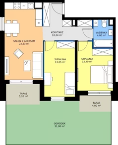 3 pokoje, mieszkanie 62,42 m², parter, oferta nr 10.B.03, Nowe Południe - budynek 10, Gdańsk, Orunia Górna-Gdańsk Południe, Maćkowy, ul. Starogrodzka / Borkowska