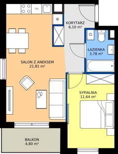 2 pokoje, mieszkanie 43,33 m², piętro 2, oferta nr 10.B.13, Nowe Południe - budynek 10, Gdańsk, Orunia Górna-Gdańsk Południe, Maćkowy, ul. Starogrodzka / Borkowska