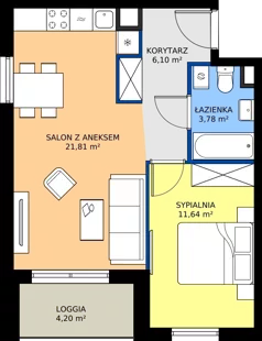 2 pokoje, mieszkanie 43,33 m², piętro 3, oferta nr 10.B.18, Nowe Południe - budynek 10, Gdańsk, Orunia Górna-Gdańsk Południe, Maćkowy, ul. Starogrodzka / Borkowska