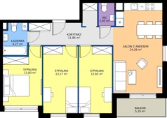 4 pokoje, mieszkanie 80,11 m², piętro 3, oferta nr 10.A.14, Nowe Południe - budynek 10, Gdańsk, Orunia Górna-Gdańsk Południe, Maćkowy, ul. Starogrodzka / Borkowska