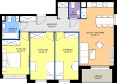 4 pokoje, mieszkanie 80,11 m², piętro 2, oferta nr 10.A.10, Nowe Południe - budynek 10, Gdańsk, Orunia Górna-Gdańsk Południe, Maćkowy, ul. Starogrodzka / Borkowska