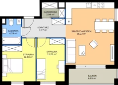 3 pokoje, mieszkanie 66,61 m², piętro 2, oferta nr 9.A.26, Urzeka - budynek 9, Gdańsk, Jasień, ul. Guderskiego / Czermińskiego
