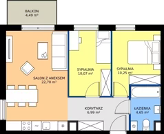 3 pokoje, mieszkanie 54,66 m², piętro 4, oferta nr 9.A.39, Urzeka - budynek 9, Gdańsk, Jasień, ul. Guderskiego / Czermińskiego