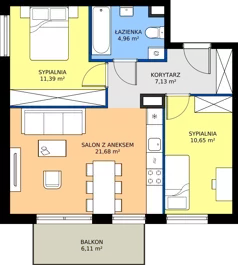 3 pokoje, mieszkanie 55,81 m², piętro 2, oferta nr 9.A.20, Urzeka - budynek 9, Gdańsk, Jasień, ul. Guderskiego / Czermińskiego