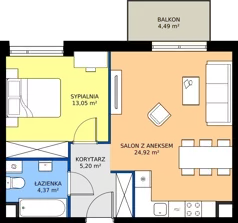 2 pokoje, mieszkanie 47,54 m², piętro 2, oferta nr 9.A.24, Urzeka - budynek 9, Gdańsk, Jasień, ul. Guderskiego / Czermińskiego
