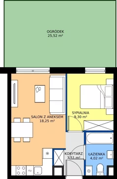 2 pokoje, mieszkanie 35,08 m², parter, oferta nr 9.A.04, Urzeka - budynek 9, Gdańsk, Jasień, ul. Guderskiego / Czermińskiego