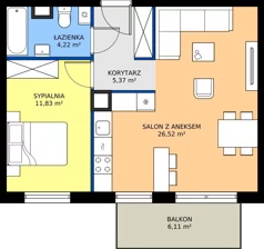 2 pokoje, mieszkanie 47,94 m², piętro 2, oferta nr 9.A.27, Urzeka - budynek 9, Gdańsk, Jasień, ul. Guderskiego / Czermińskiego