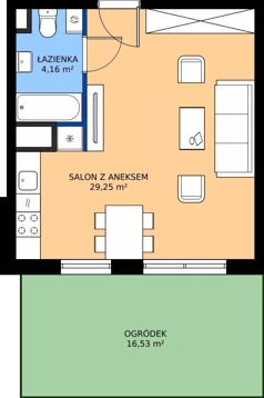 1 pokój, mieszkanie 33,41 m², parter, oferta nr 9.A.09, Urzeka - budynek 9, Gdańsk, Jasień, ul. Guderskiego / Czermińskiego