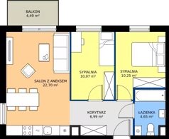3 pokoje, mieszkanie 54,66 m², piętro 1, oferta nr 9.A.12, Urzeka - budynek 9, Gdańsk, Jasień, ul. Guderskiego / Czermińskiego