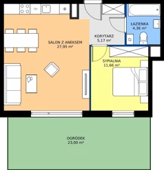 2 pokoje, mieszkanie 49,15 m², parter, oferta nr 9.A.01, Urzeka - budynek 9, Gdańsk, Jasień, ul. Guderskiego / Czermińskiego