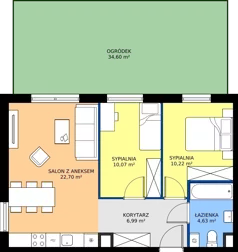 3 pokoje, mieszkanie 54,61 m², parter, oferta nr 9.A.03, Urzeka - budynek 9, Gdańsk, Jasień, ul. Guderskiego / Czermińskiego