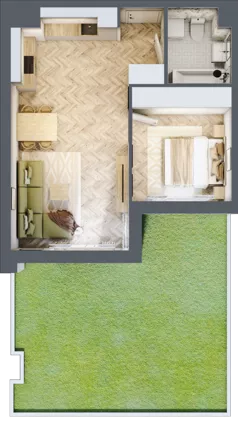 2 pokoje, mieszkanie 43,30 m², parter, oferta nr M.A01, 3 Wymiary Bronowice, Kraków, Prądnik Biały, Bronowice Wielkie, ul. Stelmachów