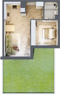 2 pokoje, mieszkanie 46,27 m², parter, oferta nr M.A11, 3 Wymiary Bronowice, Kraków, Prądnik Biały, Bronowice Wielkie, ul. Stelmachów
