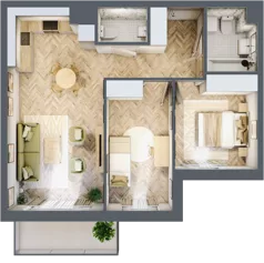 3 pokoje, mieszkanie 59,85 m², piętro 1, oferta nr M.A12, 3 Wymiary Bronowice, Kraków, Prądnik Biały, Bronowice Wielkie, ul. Stelmachów