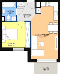 2 pokoje, mieszkanie 46,25 m², piętro 1, oferta nr M.A13, 3 Wymiary Bronowice, Kraków, Prądnik Biały, Bronowice Wielkie, ul. Stelmachów