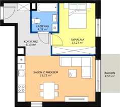 2 pokoje, mieszkanie 46,43 m², piętro 1, oferta nr M.A14, 3 Wymiary Bronowice, Kraków, Prądnik Biały, Bronowice Wielkie, ul. Stelmachów