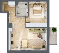 2 pokoje, mieszkanie 46,43 m², piętro 1, oferta nr M.A14, 3 Wymiary Bronowice, Kraków, Prądnik Biały, Bronowice Wielkie, ul. Stelmachów