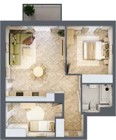 3 pokoje, mieszkanie 57,69 m², piętro 1, oferta nr M.A20, 3 Wymiary Bronowice, Kraków, Prądnik Biały, Bronowice Wielkie, ul. Stelmachów