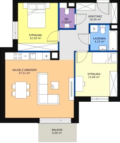3 pokoje, mieszkanie 67,74 m², piętro 1, oferta nr M.A21, 3 Wymiary Bronowice, Kraków, Prądnik Biały, Bronowice Wielkie, ul. Stelmachów