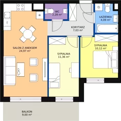 3 pokoje, mieszkanie 59,85 m², piętro 2, oferta nr M.A23, 3 Wymiary Bronowice, Kraków, Prądnik Biały, Bronowice Wielkie, ul. Stelmachów