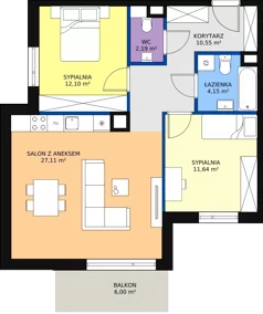 3 pokoje, mieszkanie 67,74 m², piętro 2, oferta nr M.A32, 3 Wymiary Bronowice, Kraków, Prądnik Biały, Bronowice Wielkie, ul. Stelmachów