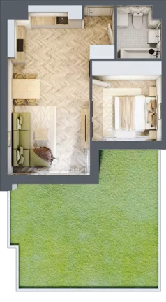 2 pokoje, mieszkanie 43,30 m², parter, oferta nr M.B01, 3 Wymiary Bronowice, Kraków, Prądnik Biały, Bronowice Wielkie, ul. Stelmachów