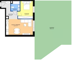 2 pokoje, mieszkanie 46,43 m², parter, oferta nr M.B03, 3 Wymiary Bronowice, Kraków, Prądnik Biały, Bronowice Wielkie, ul. Stelmachów