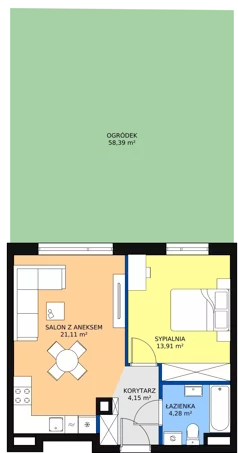2 pokoje, mieszkanie 43,45 m², parter, oferta nr M.B06, 3 Wymiary Bronowice, Kraków, Prądnik Biały, Bronowice Wielkie, ul. Stelmachów