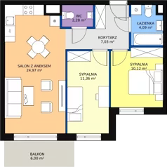 3 pokoje, mieszkanie 59,85 m², piętro 1, oferta nr M.B11, 3 Wymiary Bronowice, Kraków, Prądnik Biały, Bronowice Wielkie, ul. Stelmachów