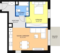 2 pokoje, mieszkanie 46,43 m², piętro 1, oferta nr M.B13, 3 Wymiary Bronowice, Kraków, Prądnik Biały, Bronowice Wielkie, ul. Stelmachów
