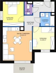 3 pokoje, mieszkanie 62,39 m², piętro 1, oferta nr M.B20, 3 Wymiary Bronowice, Kraków, Prądnik Biały, Bronowice Wielkie, ul. Stelmachów