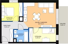 3 pokoje, mieszkanie 53,32 m², piętro 2, oferta nr M.B25, 3 Wymiary Bronowice, Kraków, Prądnik Biały, Bronowice Wielkie, ul. Stelmachów